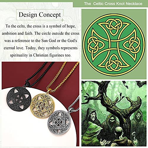 FaithHeart Irish Claddagh/Knot Pendant Necklace for Women Men Stainless Steel/18K Gold Plated Wicca Pentagram Talisman Jewelry Personalized Custom3