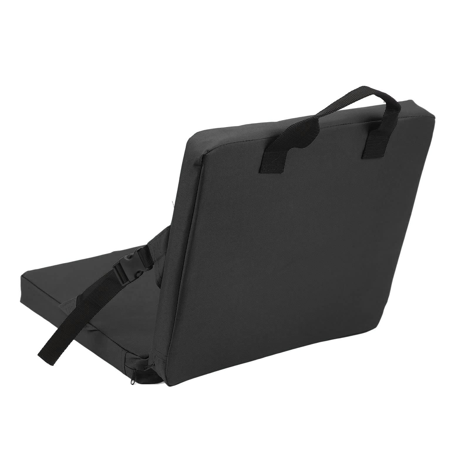 Focket Cojín de Asiento de Estadio, Cojín de Patio Blando Portátil de Respaldo Alto, Plegable con Bolsillo de Almacenamiento, Cojín de Asiento de Viaje de Kayak Duradero de 600D para Pesca(Negro)