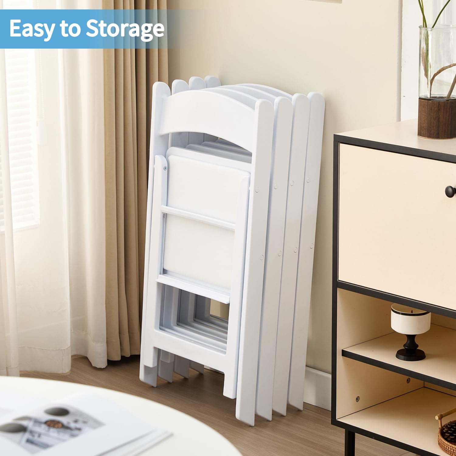 Set 4 Sedie Pieghevoli Imbottite In Ecopelle - Bianche Per Interni Ed Esterni, Portatili E Comfortevoli - Foto 3