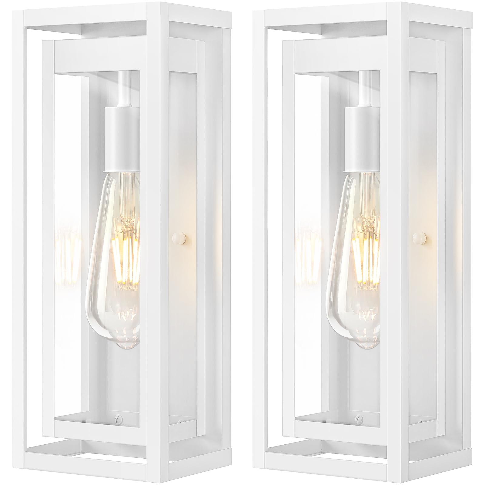 15" Outdoor Wall Lights, White Exterior Lighting Fixtures, 2 Pack