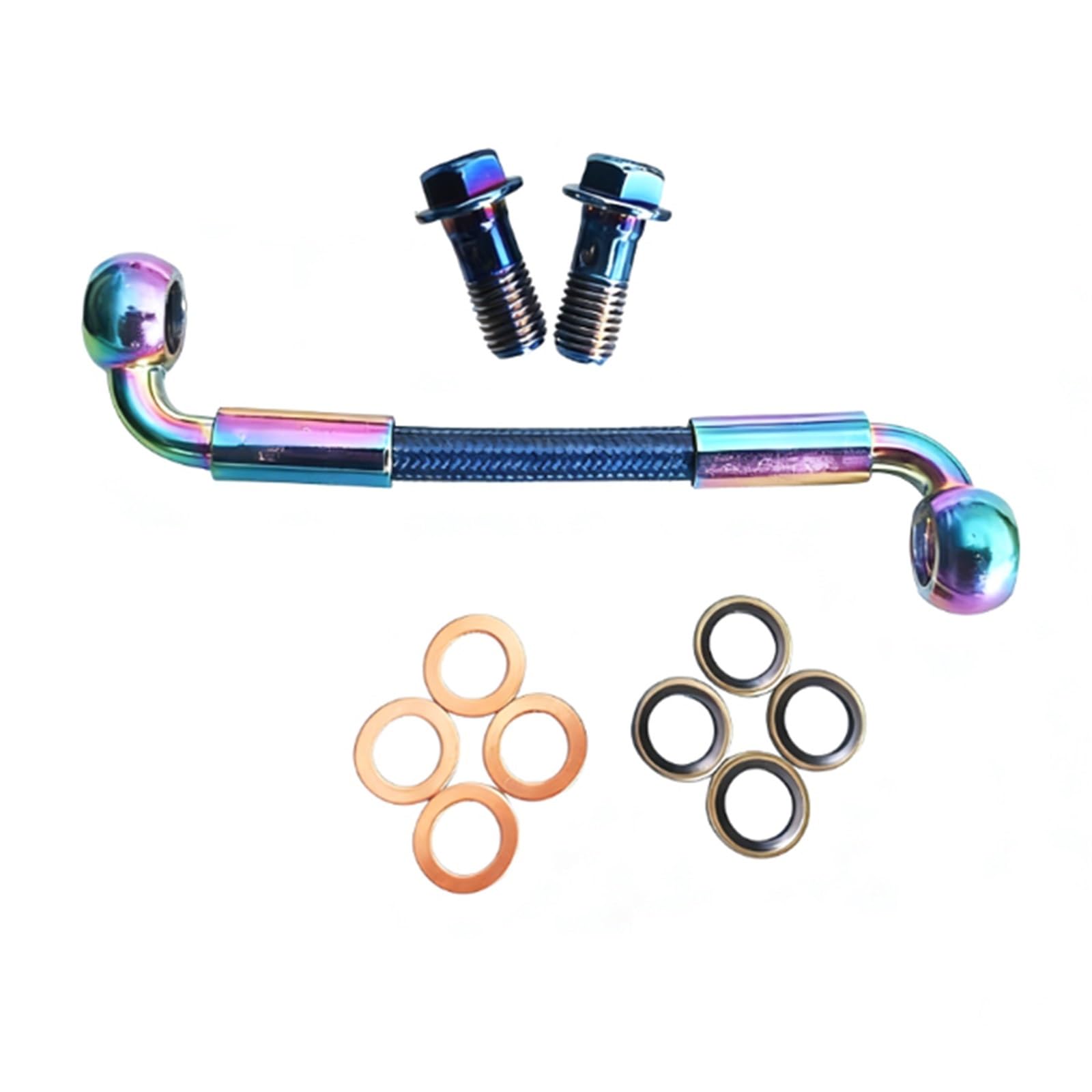 Shqxd One Color Hydraulic Brake Hose 30Cm-500Cm Motorcycle Universal 90°-90° Stainless Steel Braided Brake Oil Hose Line Pipe Accessories(100Cm)