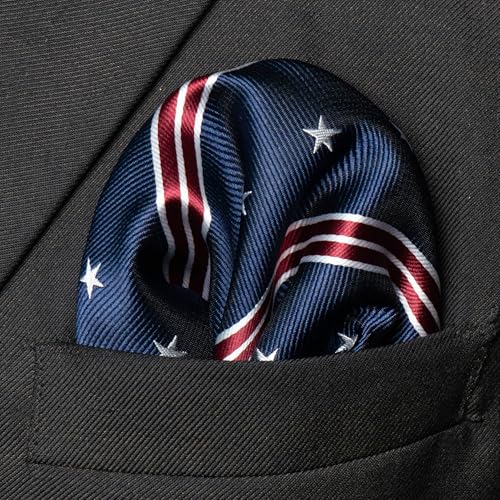 Image of RBOCOTT Silk Stripe Plaid Tie and Pocket Square with Tie Clip Sets for Men