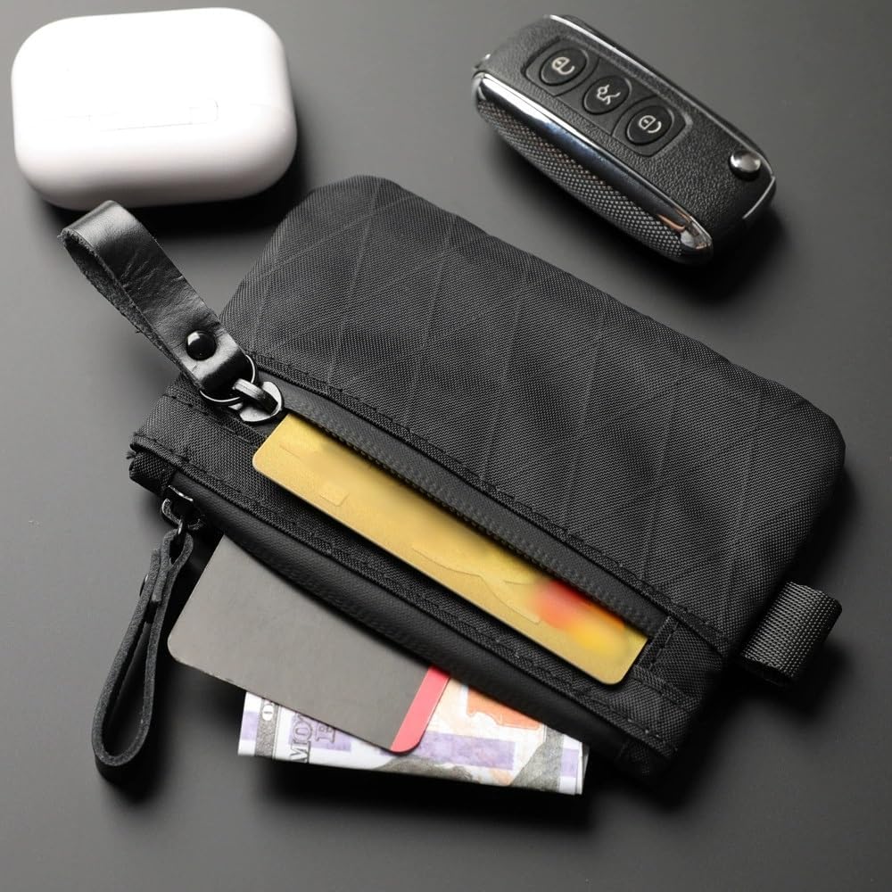 Coin Purse for Men Men's Minimalist Zippered Pouch Nylon Coin Purse Mini Pouch(Green)