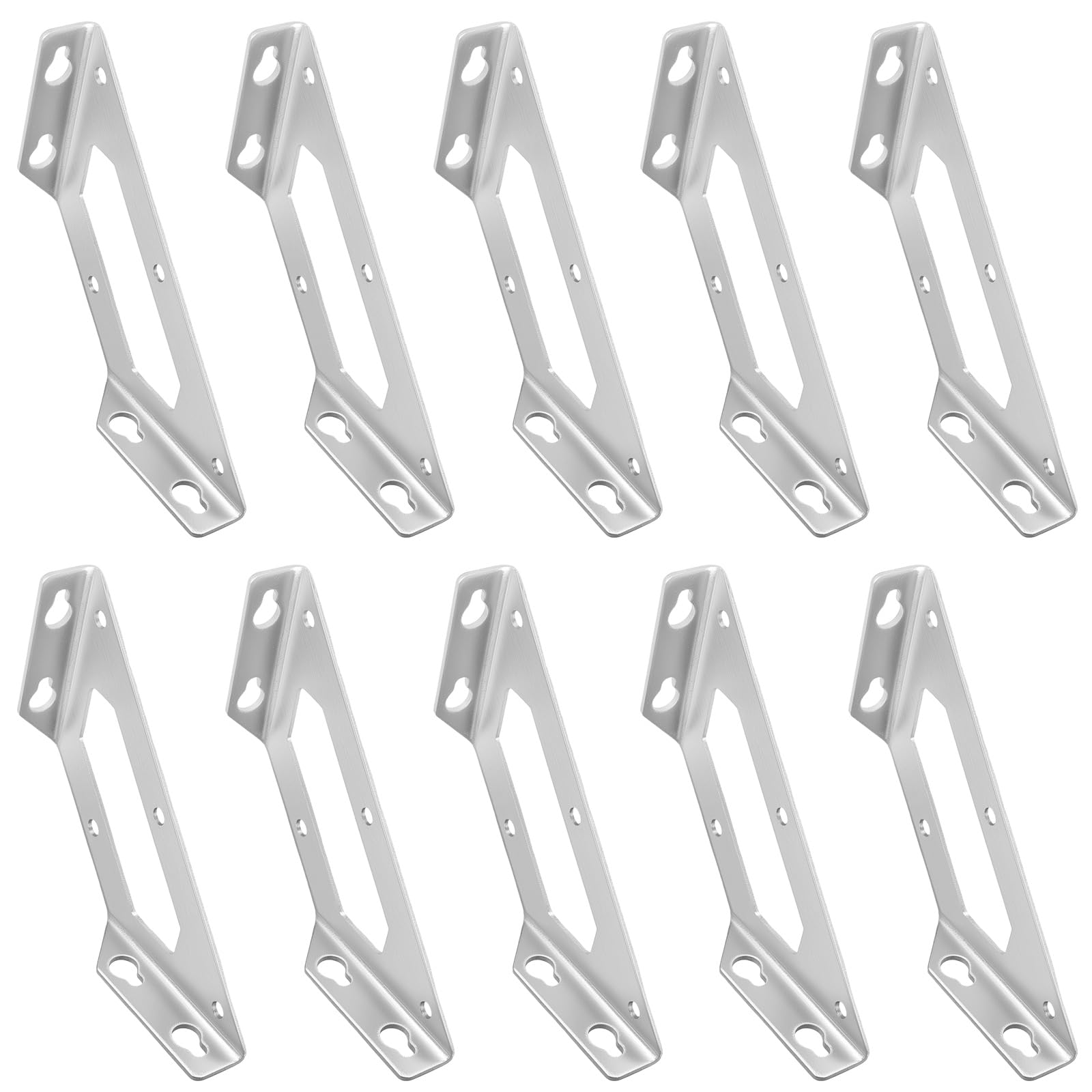 Pack of 10 Angle Connectors, Corner Connectors, Stainless Steel Angle, Corner Connector, Furniture Construction, Corner Bracket, Triangle Support, Metal Angle for Cabinet, Table, Chair, Furniture