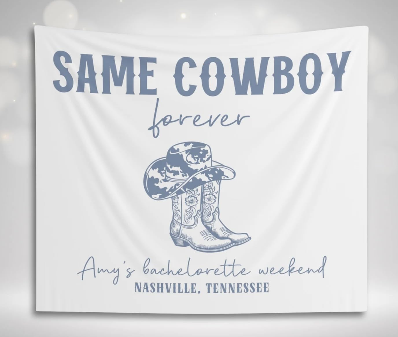 BBLI Country Theme Tapestry, Custom Bachelorette Party Tapestry, Same Cowboy Forever Decoration Banner, Western Bridal Shower Backdrop Cowgirl