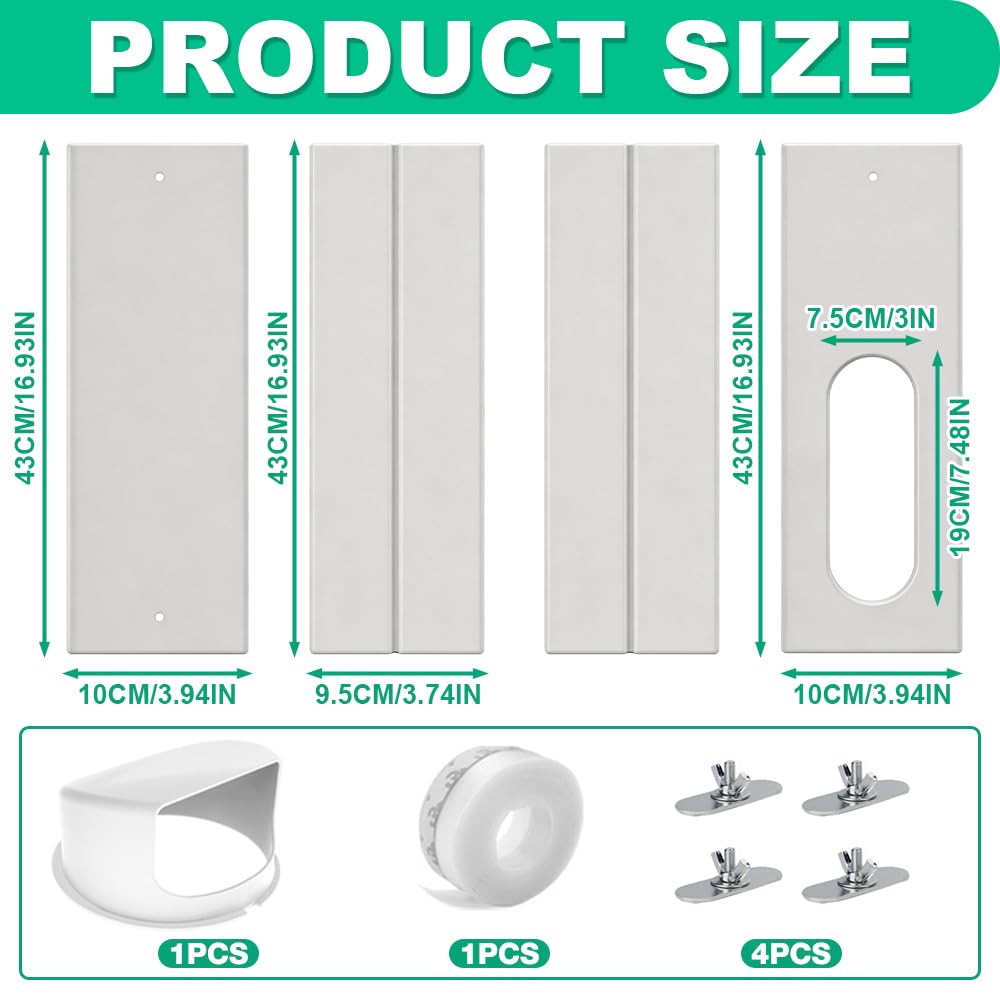 4 pezzi set di guarnizioni per condizionatore portatile, 10 cm, 130 e 150 mm, universale, set di guarnizioni per finestre per condizionatore portatile, guarnizione per porte per finestre da 43-140 cm