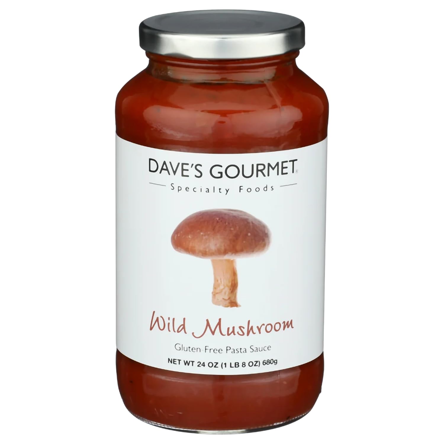Dave's Gourmet Wild Mushroom Pasta Sauce - Savory Tomato & Mushroom Garlic Blend - Gluten Free - Ideal for Pizza, Chicken & More - 24oz Jar (Pack of 1)