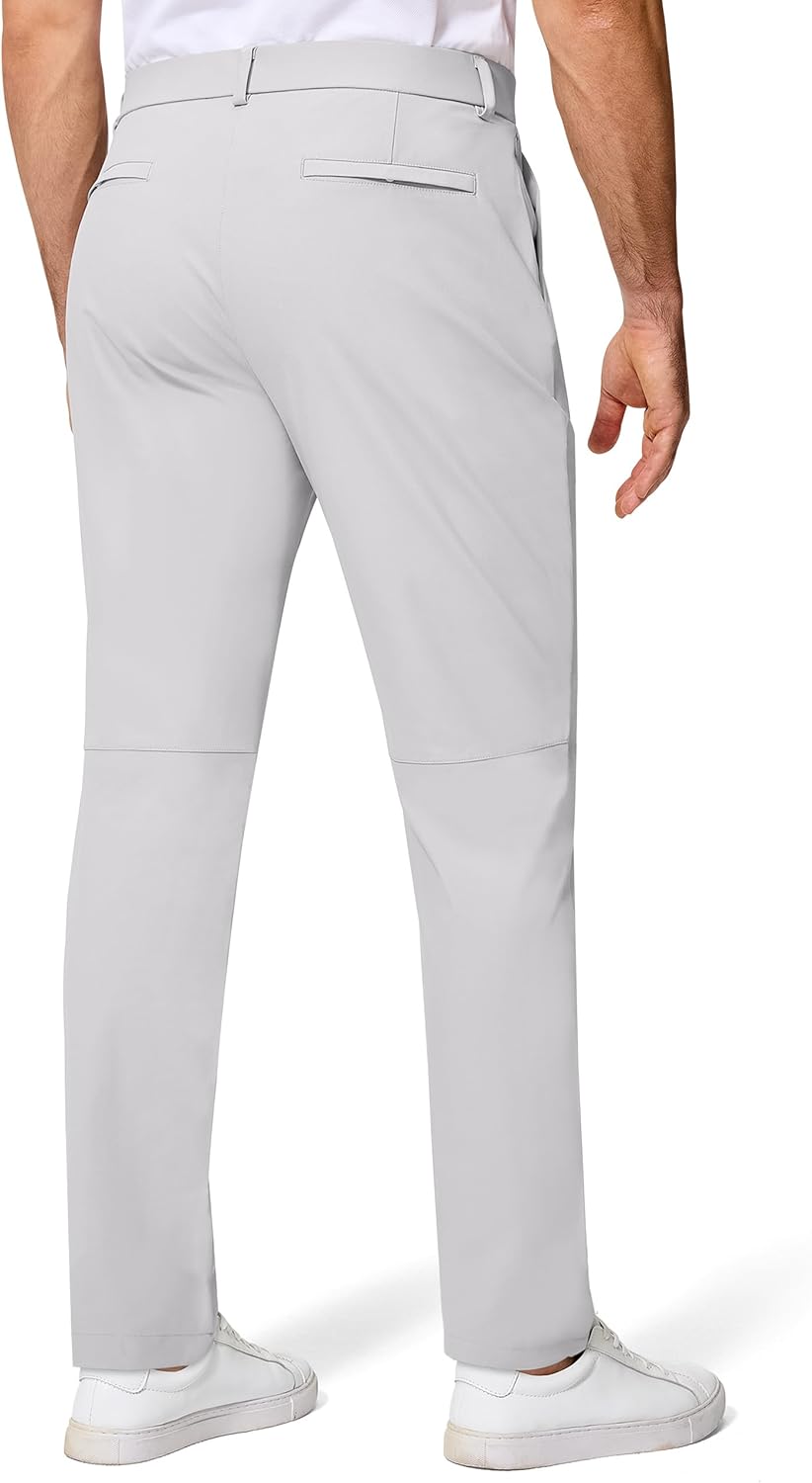 Golf Pants Men 30" 32" 34" Inseam 5 Pockets Stretch Slim Fit Lightweight Quick Dry Dress Chino Trousers - Image 2