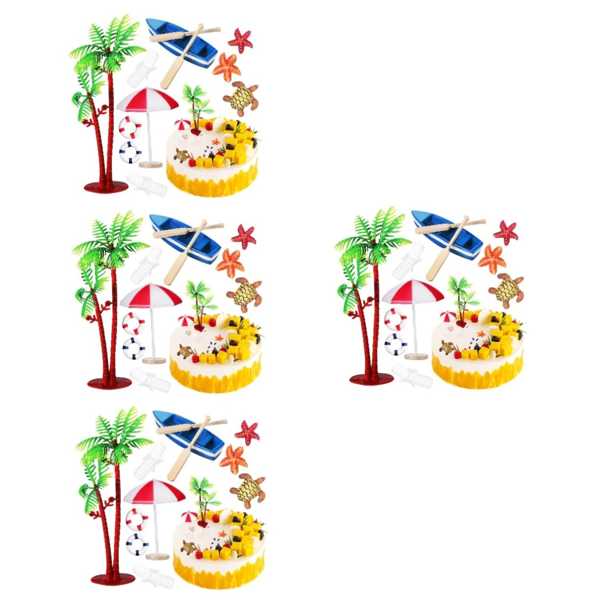 4 Sätze Kuchendekorationsverzierungen Sommerdeko Schwimmleine Cake Decoration Hochzeit Einrichtung Mit Strandmotiven Baum Partykuchendekorationen Kuchenverzierung Glas 10 Stück * 4