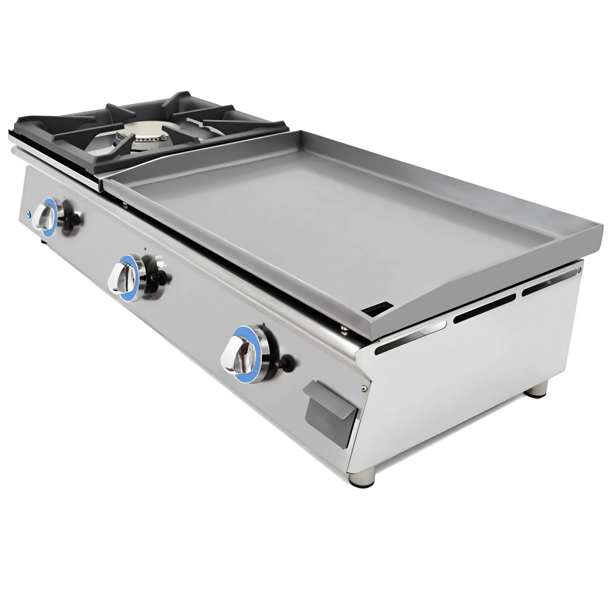MBH – Piastra professionale a gas LUX WORLDMAI da 60 cm in acciaio laminato con fornello per la ristorazione. Fry top con struttura in acciaio inox per cucina professionale di bar e ristorante.