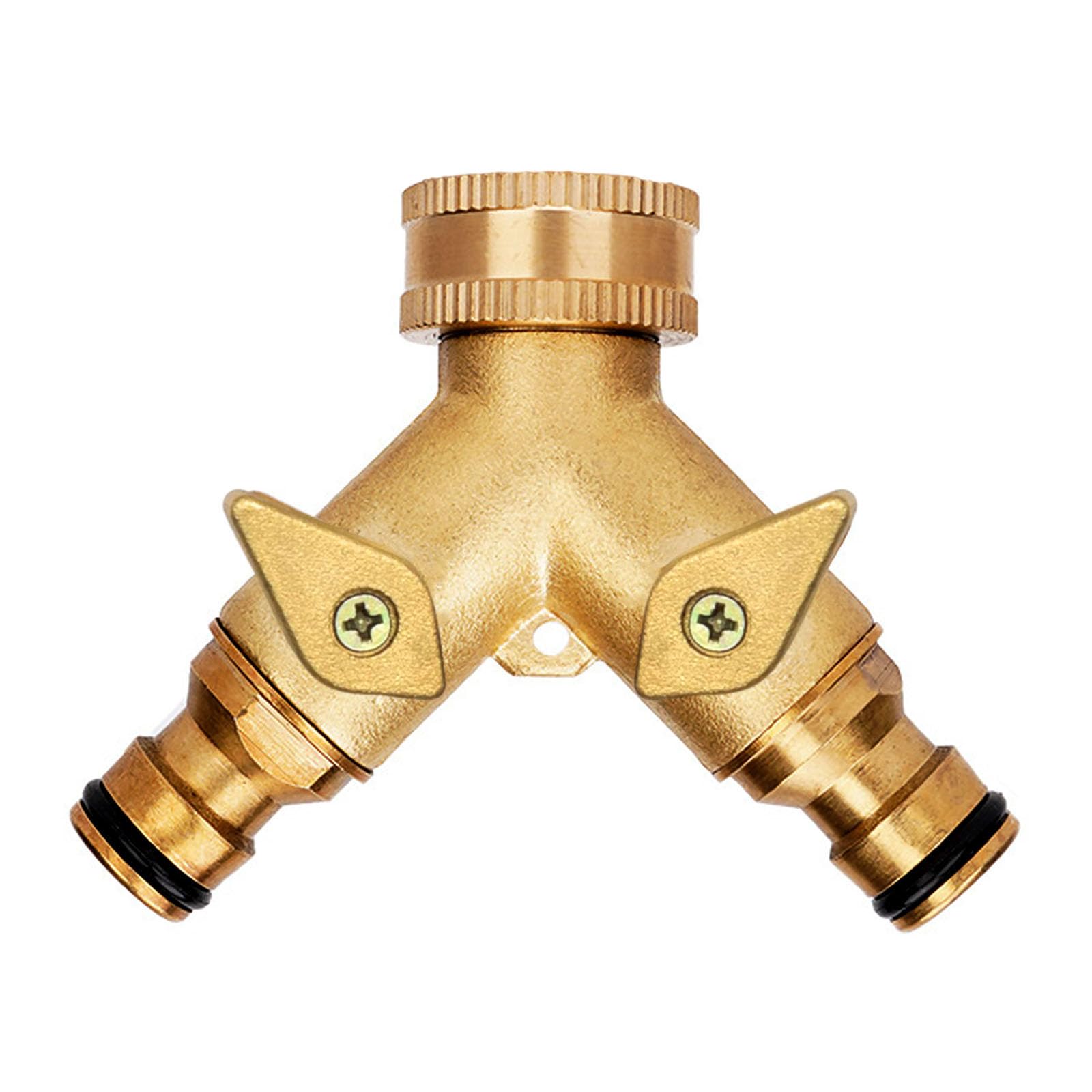 Fogcosy Bronze Y-Valve Dual Faucet Diverter 2 Way Tap Connector Garden Tap Adaptor Independent On/Off, For Dual Hose Connectors, Garden Hose Splitter Hose Connector And Nozzle Spray Guns
