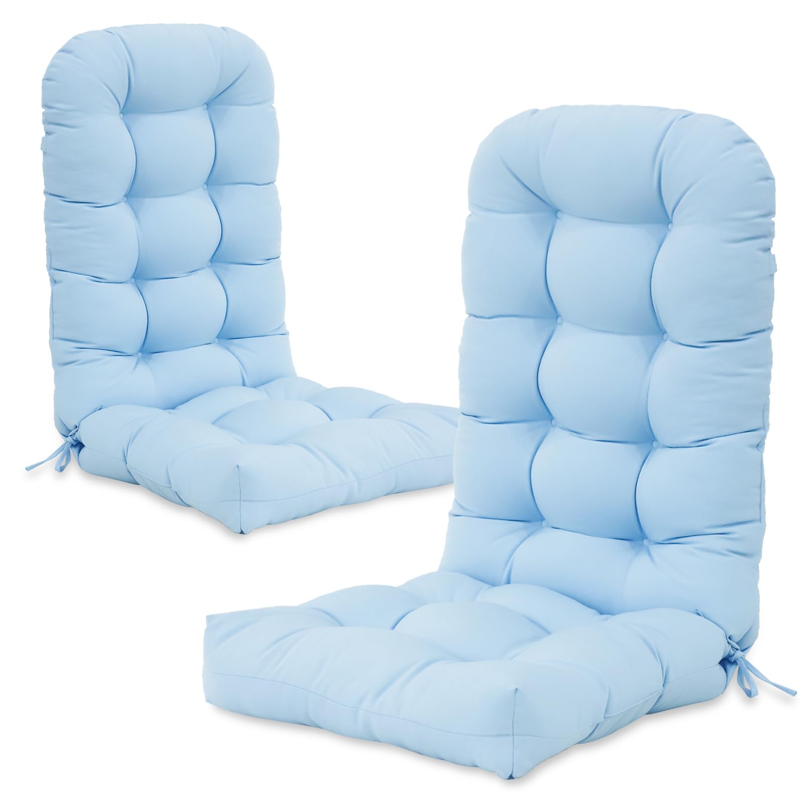 COOS BAY High Back Adirondack Chair Cushions for Outdoor Furniture, 49x20x5 in, Thick Tufted Patio Seat Pad, Set of 2, Light Blue
