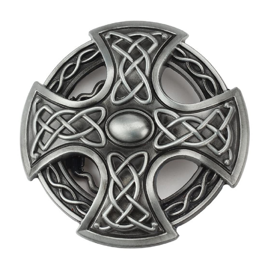 Longcreek Cross Belt Buckle for Men, Viking Celtic Cross Belt Buckle, Punk Celtic Knot Cross Round Belts Buckle, Western Cowboy Belt Buckles, Vintage Punk Rock belt buckle