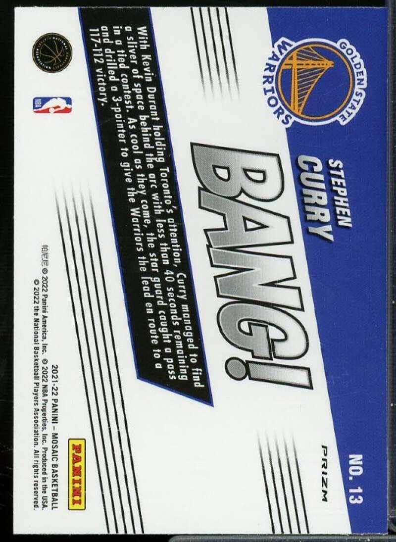 Stephen Curry Card 2021-22 Panini Mosaic Bang Mosaic #13 - Unsigned Basketball Cards