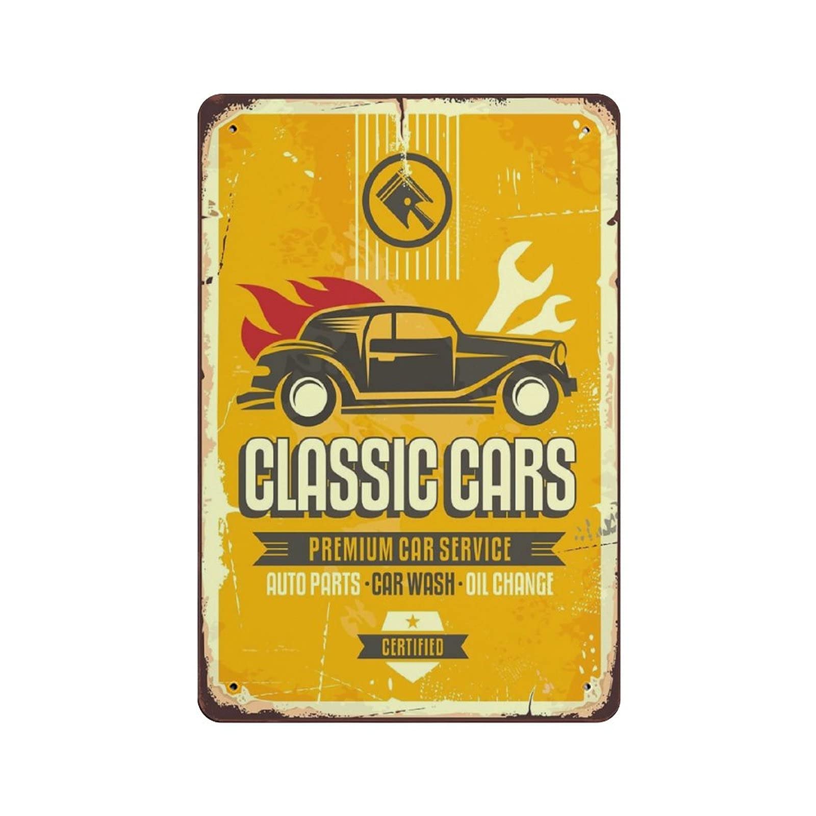 Metal Tin Sign Car Service And Repair Advertisement Vintage Tin Poster Metal Sign Wall Decoration Country Kitchen Home Garage Decor 12"x8"