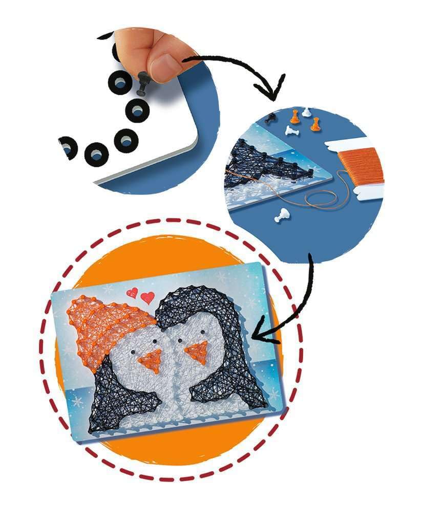 Ravensburger – Be Creative – String Art Midi – Penguin – Pinguino – Quadro in filo teso – Creazione di oggetti – Tempo libero – Attività rilassante e creativa – Da 6 anni – 18244