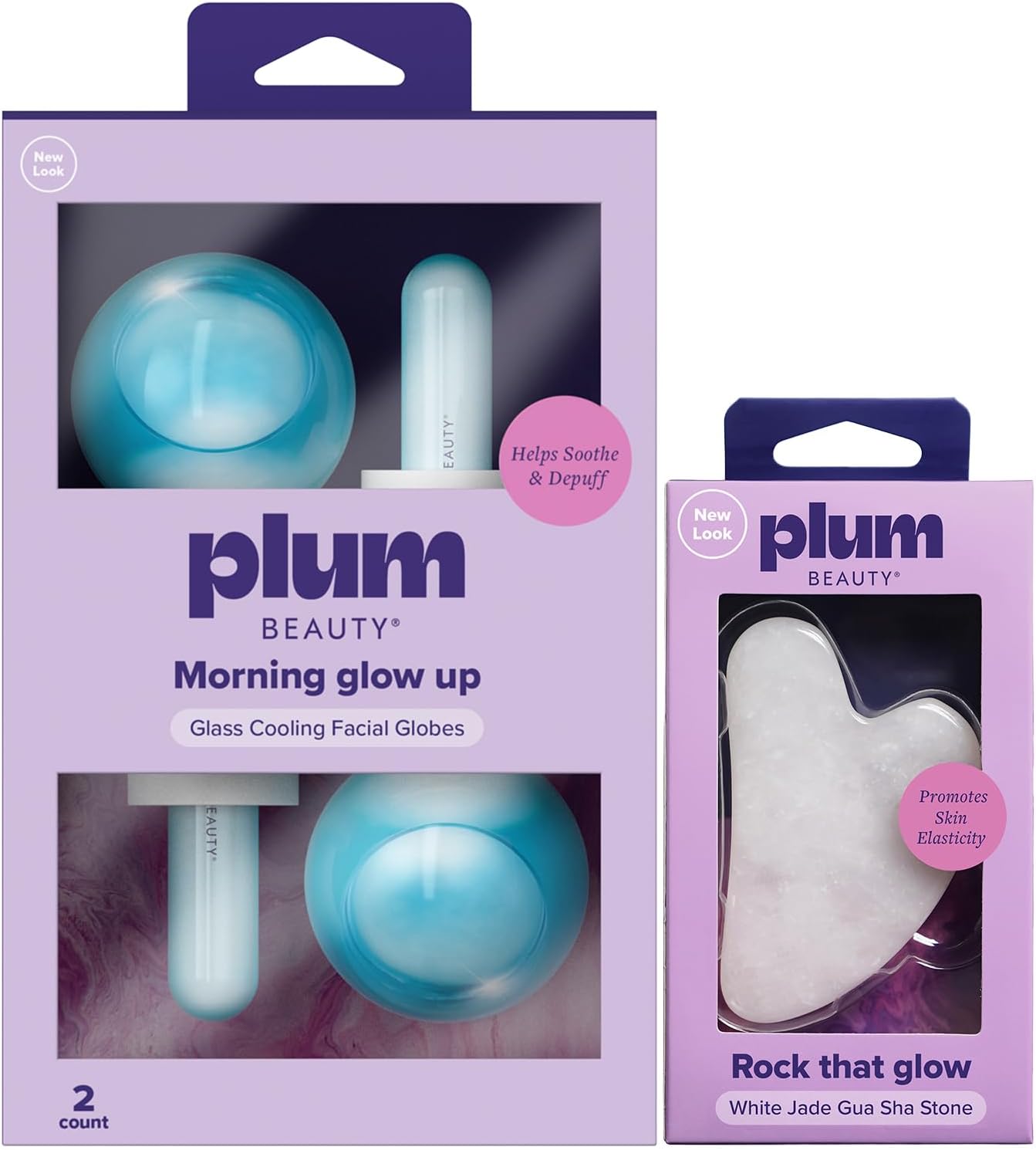 Plum Beauty Gua Sha Stone & Ice Globes for Face, Facial Massage Tool Set