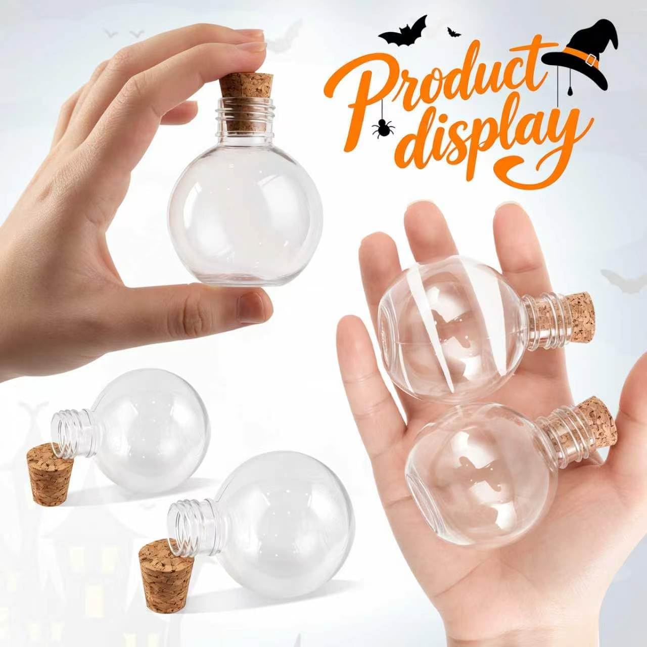 10 Pcs 3.4 Oz Mini Plastic Bottles with Cork, Small Sand Art Jar