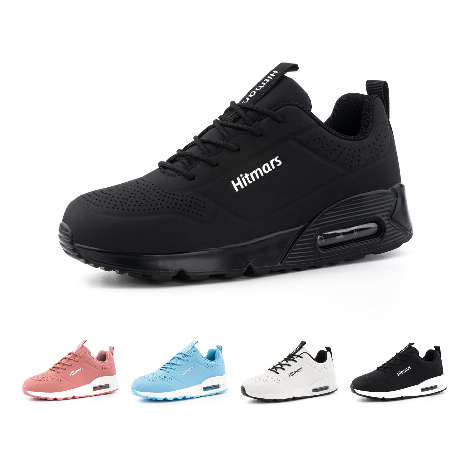 Hitmars Running Shoes Women's Trainers Air Cushion Sports Shoes Lightweight Trainers Breathable Jogging Shoes Walking Shoes Road Running Shoes Non-Slip Fitness Running Black Blue Pink White EU 36-42