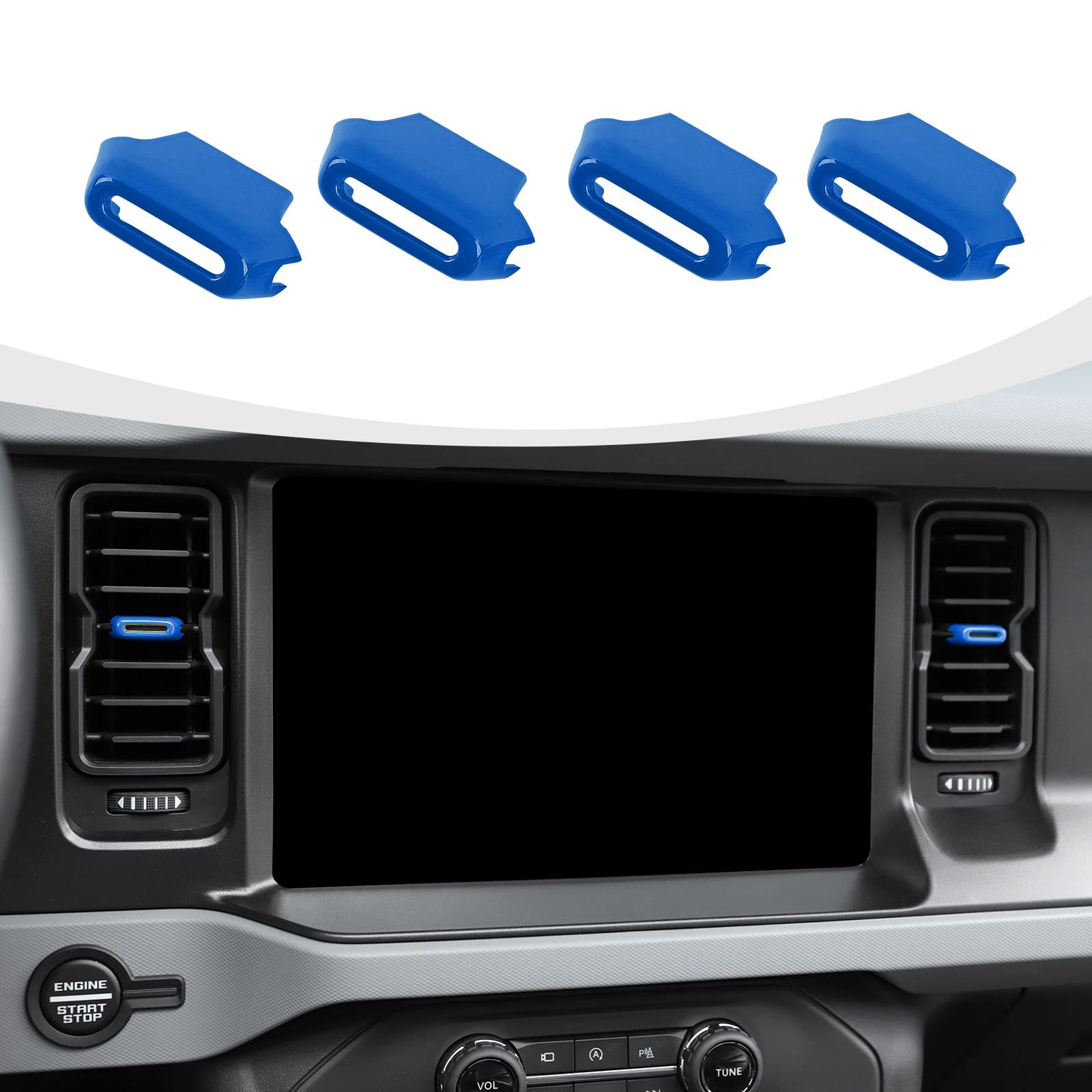 RAZPOY for Bronco Air Conditioning Outlet Adjustment Trim, 4PCS Central Control Air Outlet Vent Cover Compatible with 2021-2025 Ford Bronco Interior