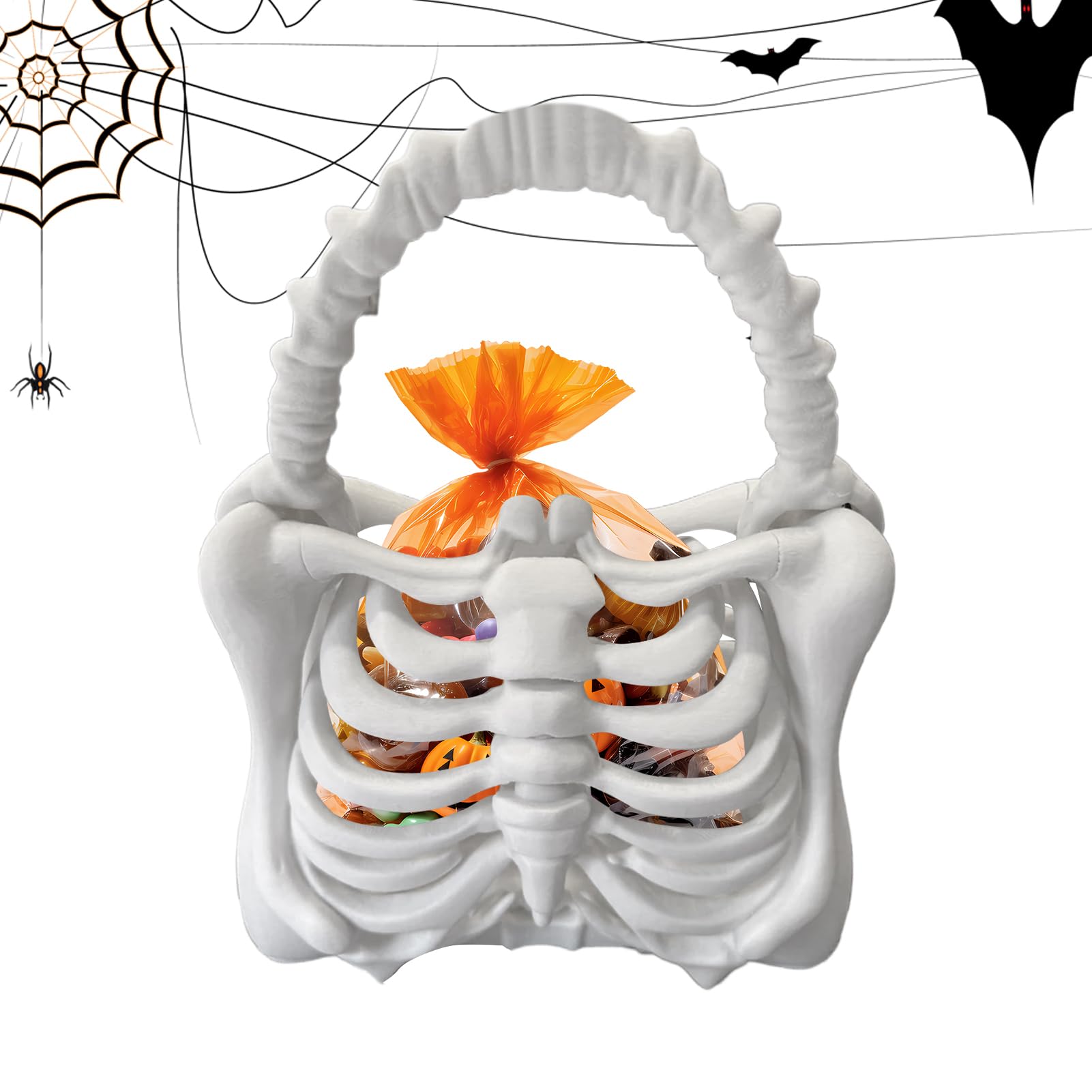 Portmonetka z czaszką – gotycki punkowy portfel w kształcie klatki piersiowej, modna torebka na Halloween | materiał drukowany 3D, stylowe akcesorium do pracy, szkoły, makijażu, imprezy, podróży, mała