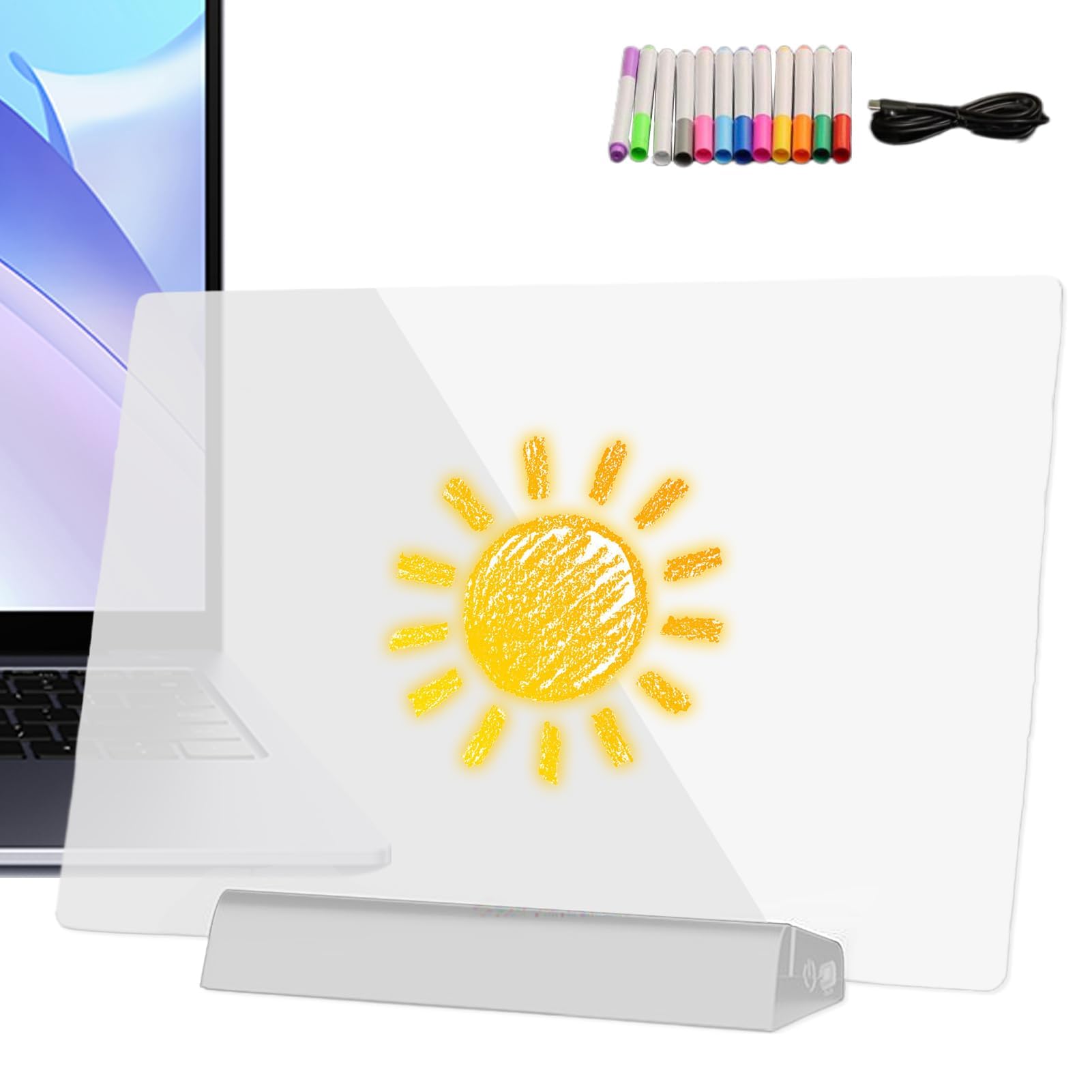 Tablica kreślarska LED, podświetlany panel do pisania z kolorowymi znacznikami, przezroczysty system tworzenia, pomoc w czytaniu do domu i przestrzeni wakacyjnych, idealna dla dzieci i artystów