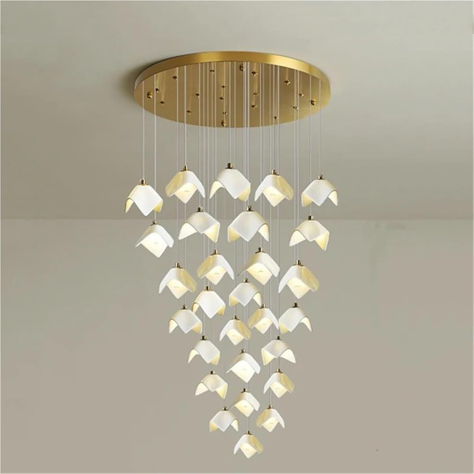 FZQSXAZU Pendant Light Ceiling Shade Modern Dining Room LED Chandelier Lamp for Area Indoor Decorative Hanging Interior(Warm 28 Heads)