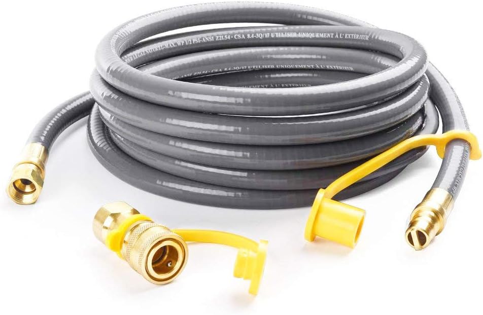 24FT Natural Gas Grill Hose with 3/8 Male Flare Quick Connect/Disconnect Fittings for Most Grill