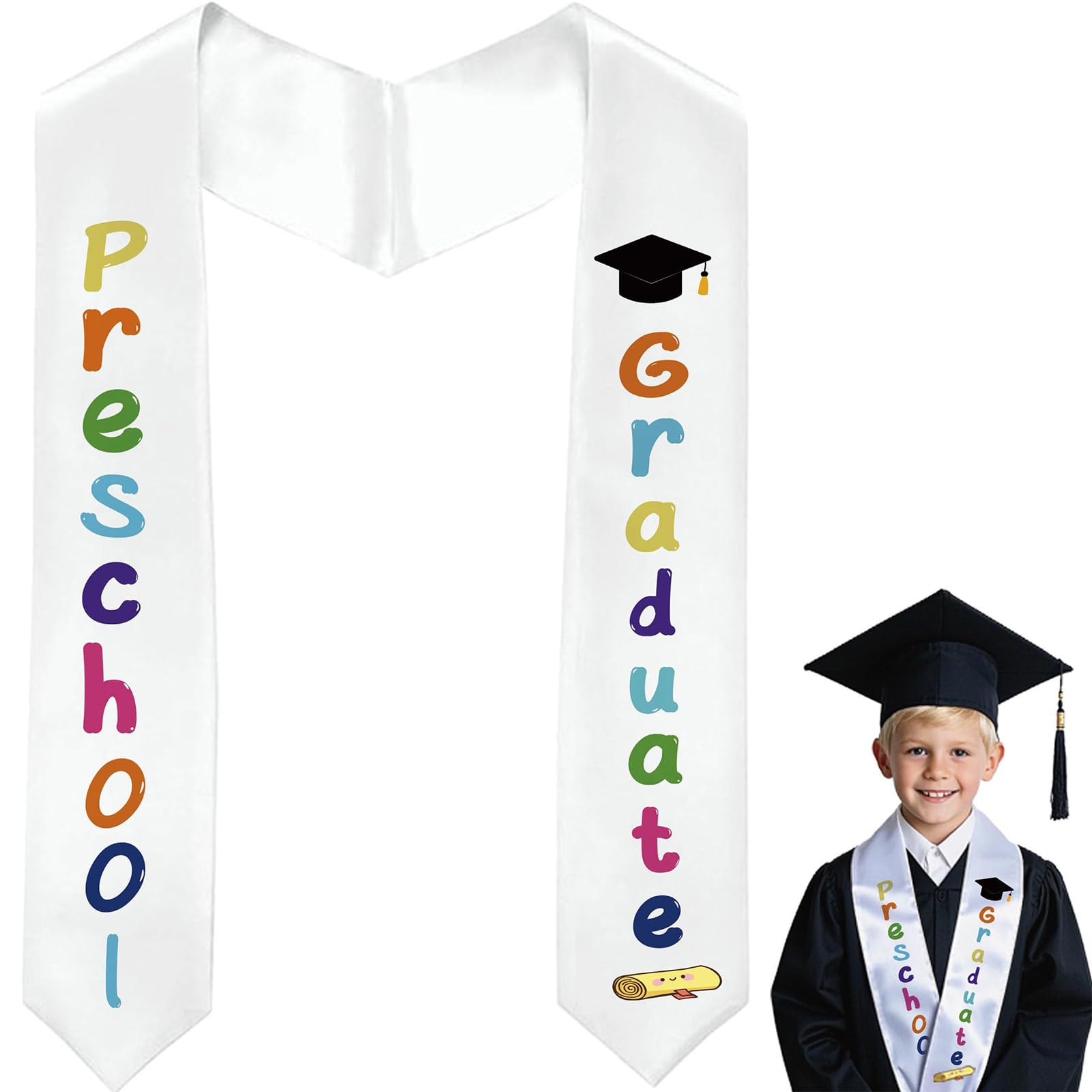 Yunvisty Unisex White Preschool Graduation Gifts Shawl 2026,Kindergarten Preschool Graduation Decorations Great For Ceremony Wear, Photo Moments And Milestone Décor Suitable For Graduations Day Photos And Theme Parties