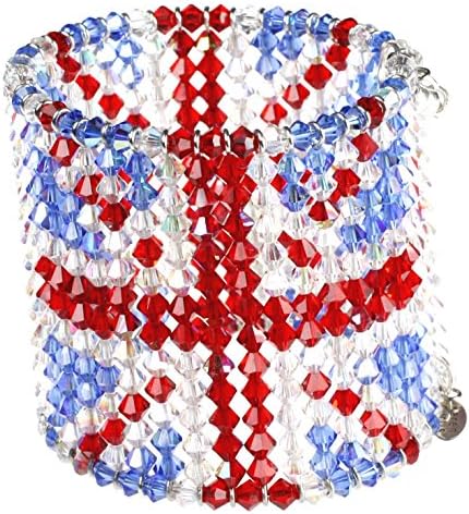karen curtis Womens Swarovski Crystal British Flag Cuff Bracelet