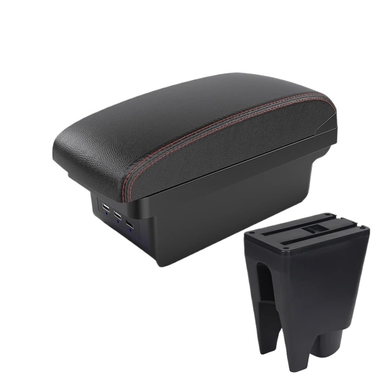 Umdjju B1 Black Red 3 Usb For Peugeot 107 Armrest Box Interior Car Center Storage Usb Car-Styling Decorat Car Centre Console Armrest Box(B1 Black Red 3 Usb)