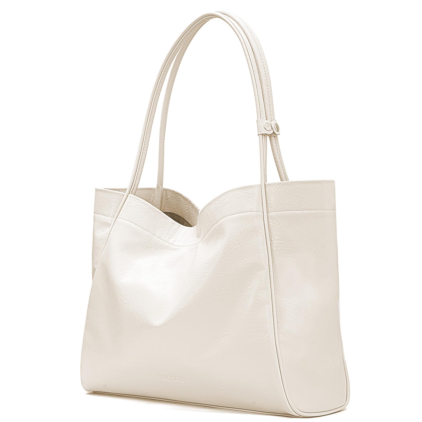 Tote Bag for Women Work Shoulder Bag Durable Vegan Leather Handbag Purse for Everyday Weekend Travel Off White