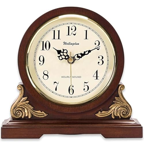 Orologio da camino antico a batteria - con vetro HD e quadrante di facile lettura for l'arredamento del soggiorno, della camera da letto, dello scaffale, del camino e della fattoria