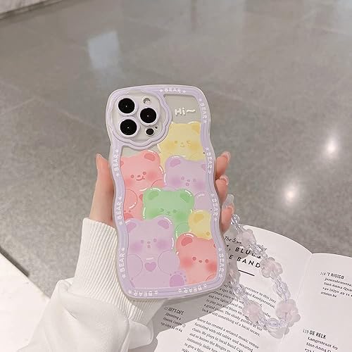 Miniatura 10 de Faneiy Funda para iPhone 13 con cadena de encanto, funda protectora de TPU mate con pulsera de mariposa y perlas a prueba de golpes para iPhone 13