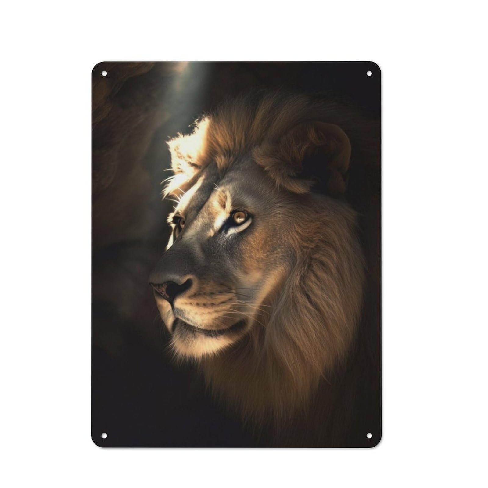Junmoney Majestic Lion In Dark Cave Vintage Tin Sign 40X30cm Featuring For Workshop Wall, Gift For Metal Sign Collectors During The Christmas Season