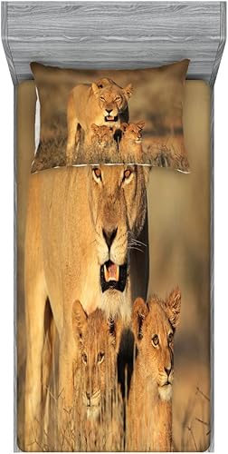 Miniatura 202 de Ambesonne Juego de sábanas bajeras y fundas de almohada, deliciosos tacos con verduras, cocina folclórica, ingredientes de recetas de comida Beige