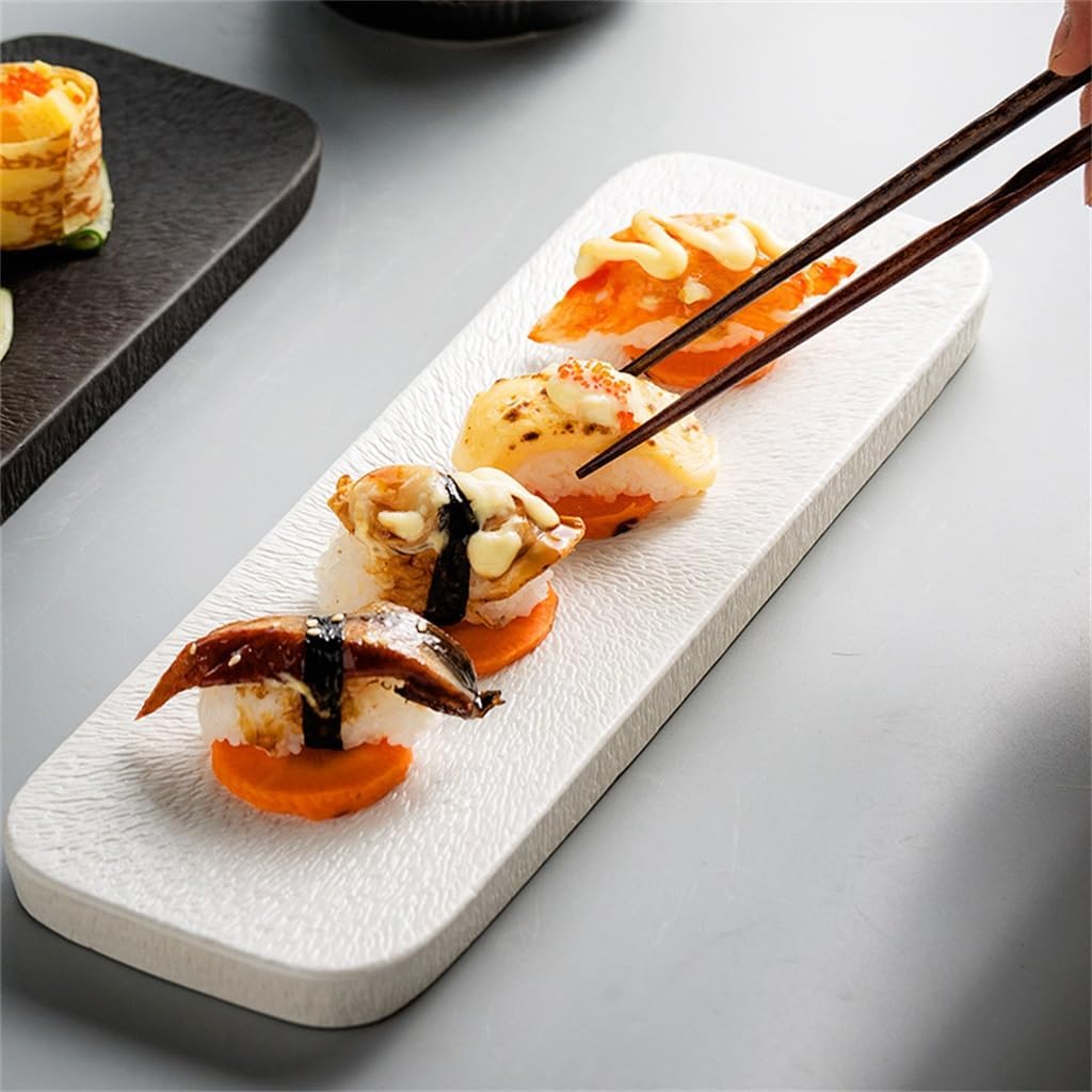 Sushi Plate Rectangular Plate High-grade Restaurant Plate Ceramic Household Hotel Sashimi Western Food Plate(E)