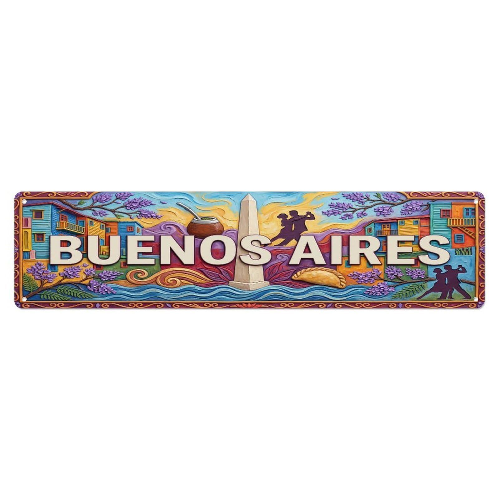 Xanthor Style Metal Tin Sign Vintage Buenos Aires Argentina Flag Pattern