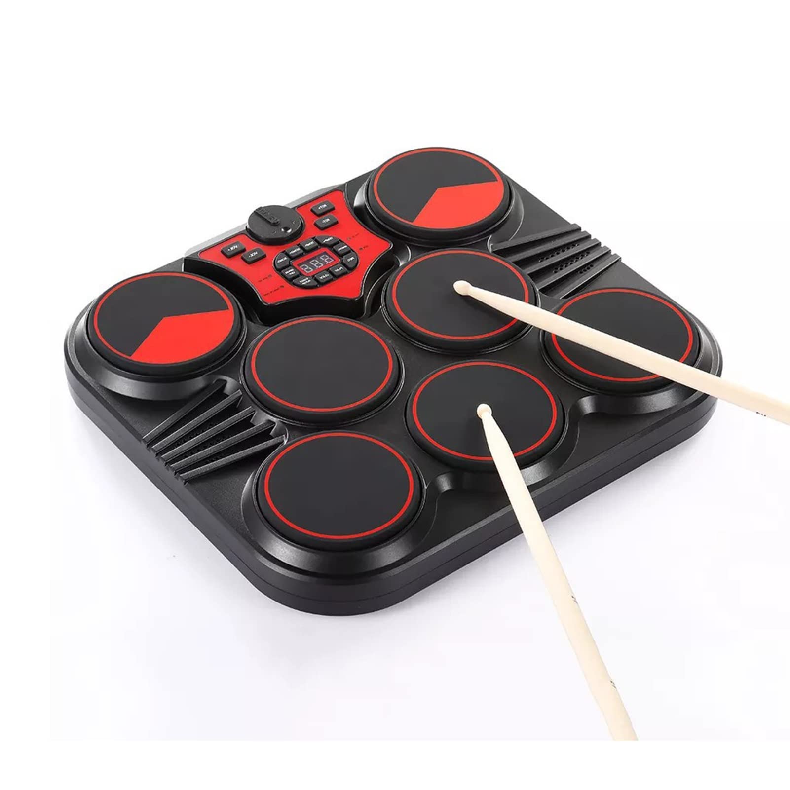 Electric Drum Kit 7 Pads Portable Digital Drum Pad Machine Tabletop Electric Drum Set Built-in Dual Stereo Speaker, Foot Pedal, Headphone Support, Ideal Gift For Teens And Adult Beginners