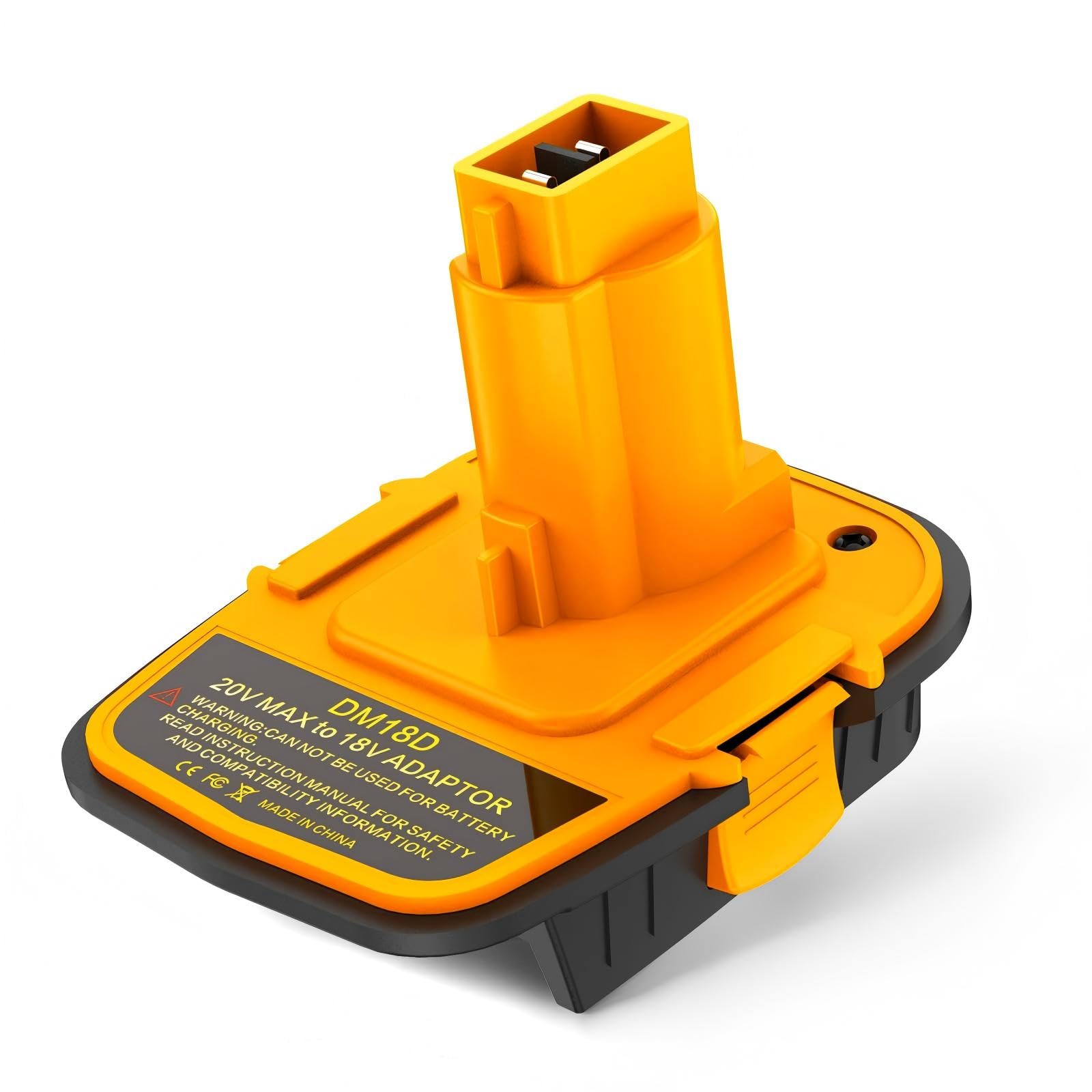 1 paquete de adaptador de batería DM18D con puerto USB para herramientas Dewalt de 18 V, convierte Dewalt de 20 V Li-ion o Milwaukee M18 18 V batería de iones de litio a Dewalt 18 V adaptador de