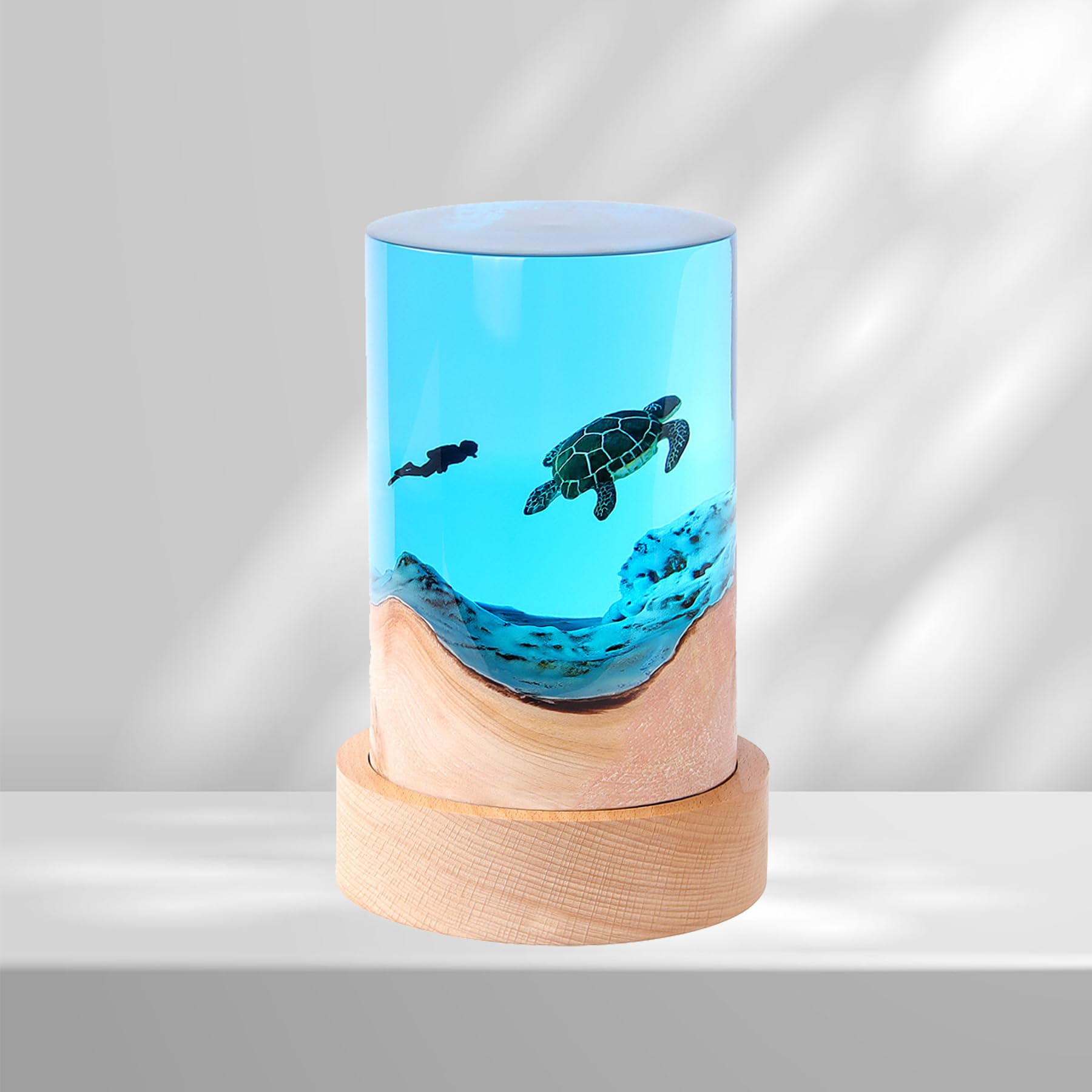 SinSed - Stunning Handmade Deep Sea Cave Diving Night Light - Epoxy Wooden Lamp for Home Decor - Unique Gift