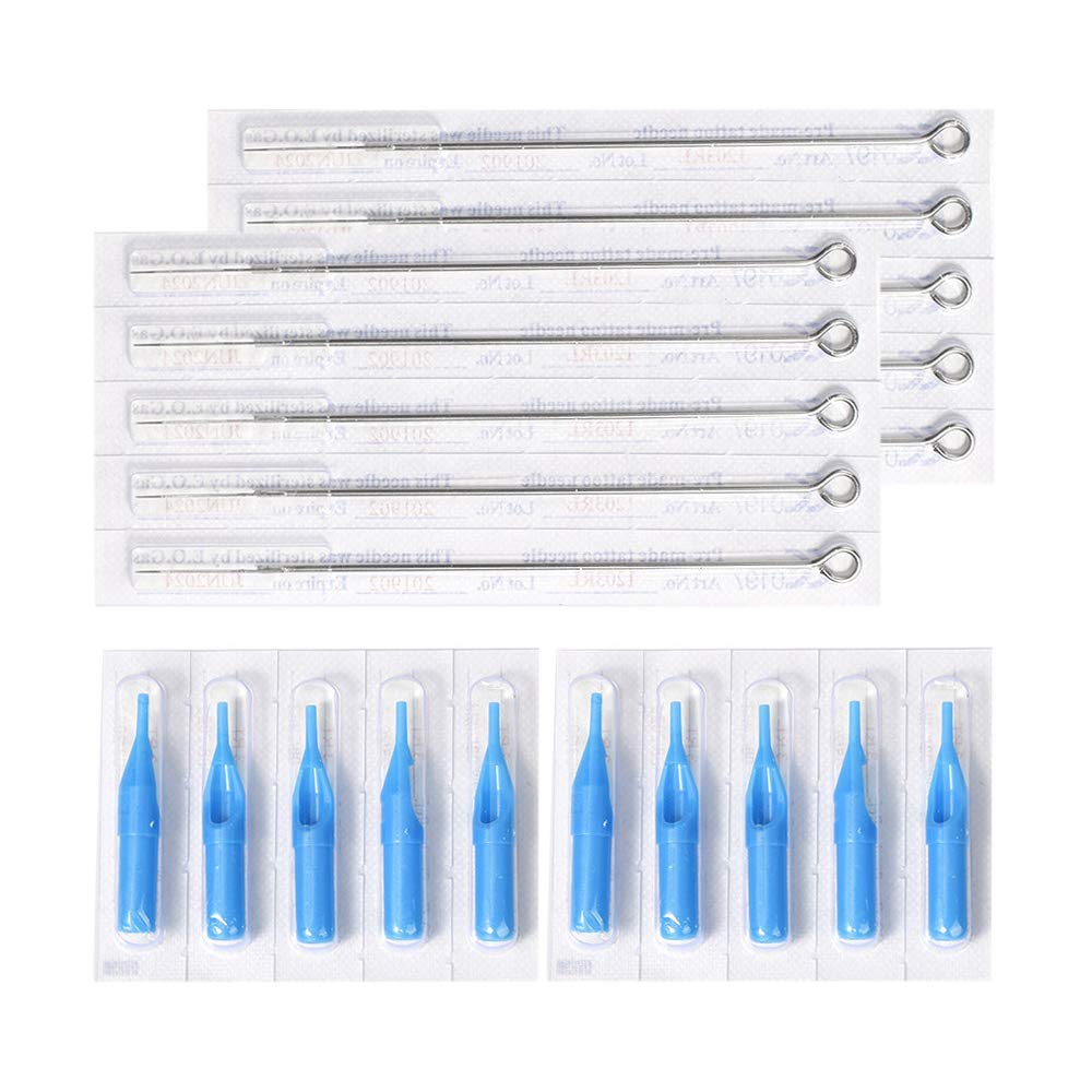 ATOMUS10pcs RL Tattoo Needles 10pcs tips 3 5 7 9RL RT Disposable