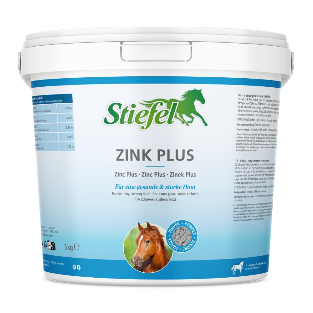 Stiefel Zink Plus für Pferde, hochwertige Kombination aus organisch gebundenem Zink, Eisen, Kupfer, Mangan & Selen, unterstützt das Immunsystem, die Haut & den Fellwechsel, 3kg