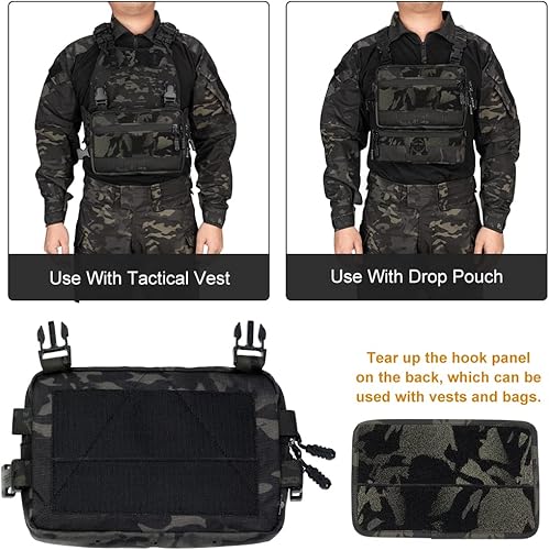Miniatura 10 de TOPTACPRO Bolsa táctica para el pecho con kit de reconocimiento, bolsa multifunción para herramientas, chaleco Molle, 500D, nailon Cordura