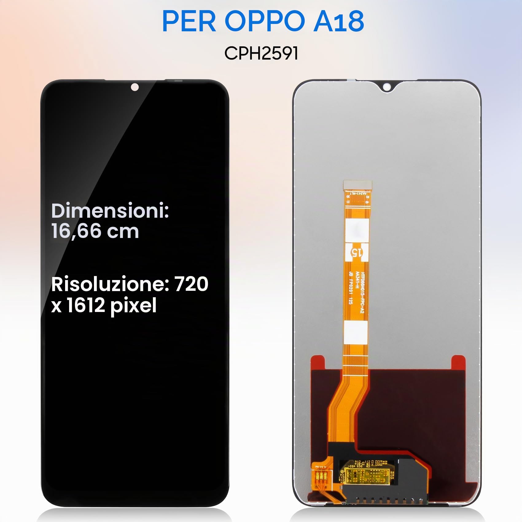 Schermo LCD TFT per Oppo A18 CPH2591 Schermo di ricambio per Oppo A18 Display LCD Digitizer Touch Assembly per OPPO A18 LCD Glass Repair Kit con strumenti (nero)