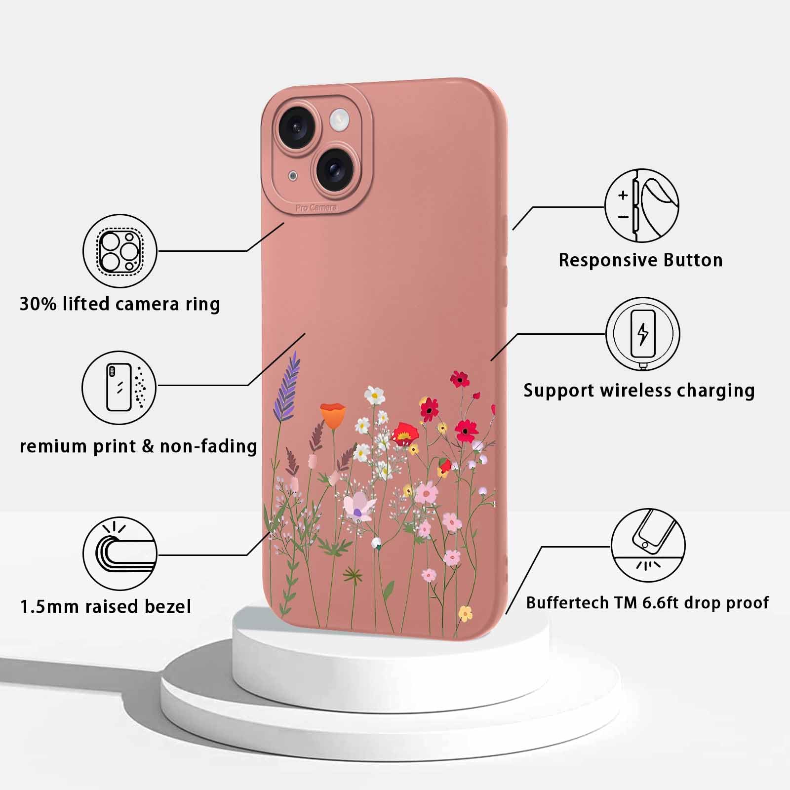 Phoona Funda Con Cuerda Para Apple IPhone 13 Mini 5,4", TPU Suave Rosa Claro Silicona Carcasa Con Colgante Ajustable Collar Correa De Cuello Cadena Cordón Cover Case Para IPhone 13 Mini