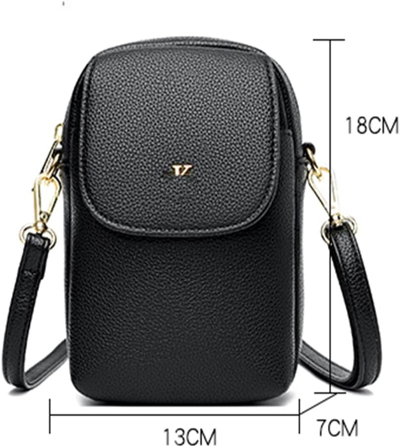 JSEIAJB Mobile Phone Bag Women's Messenger Small Soft Leather Mini Vertical Shoulder Square