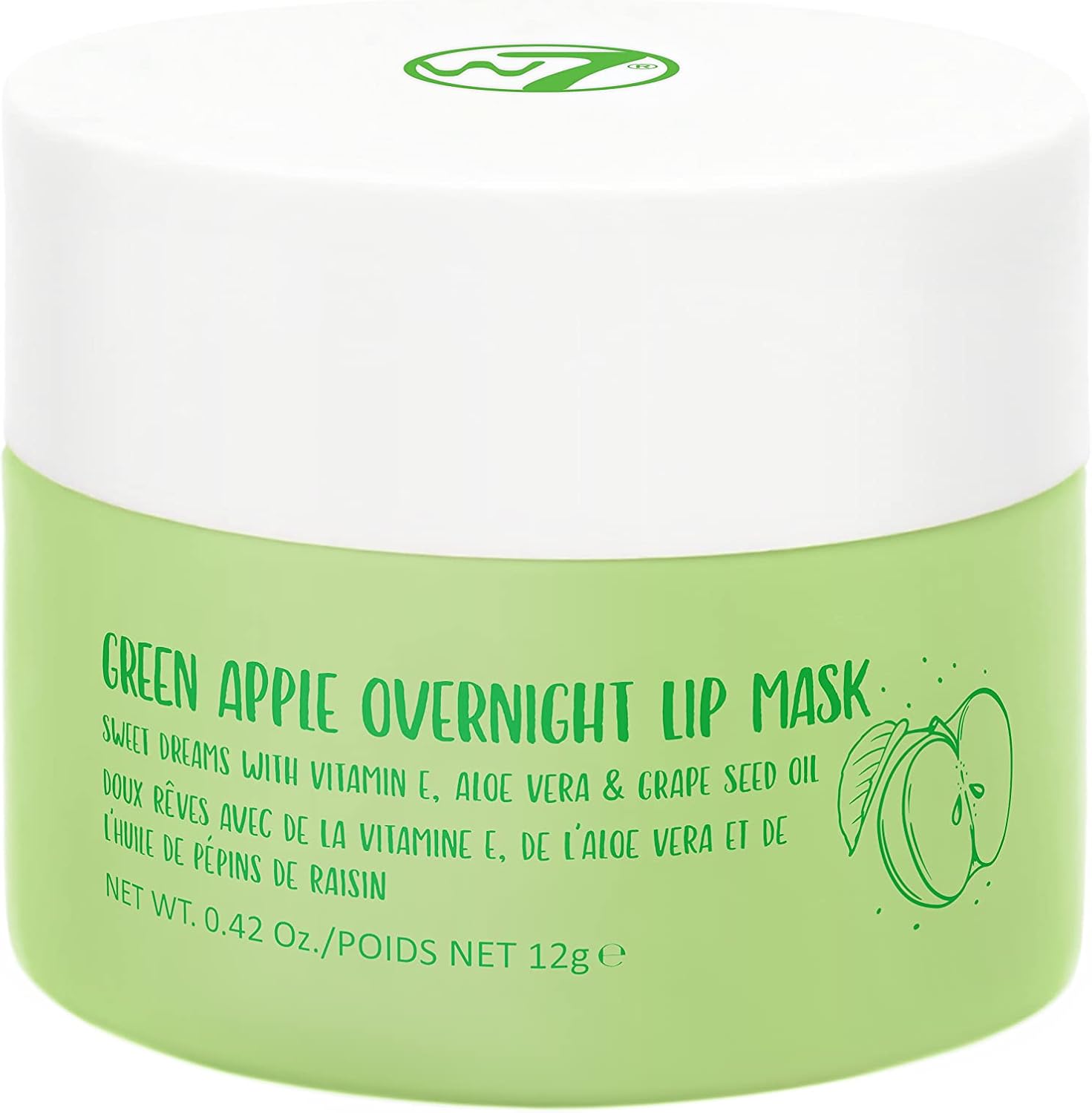 W7 Sweet Dreams Overnight Green Apple Lip Mask Vitamin E, Aloe Vera