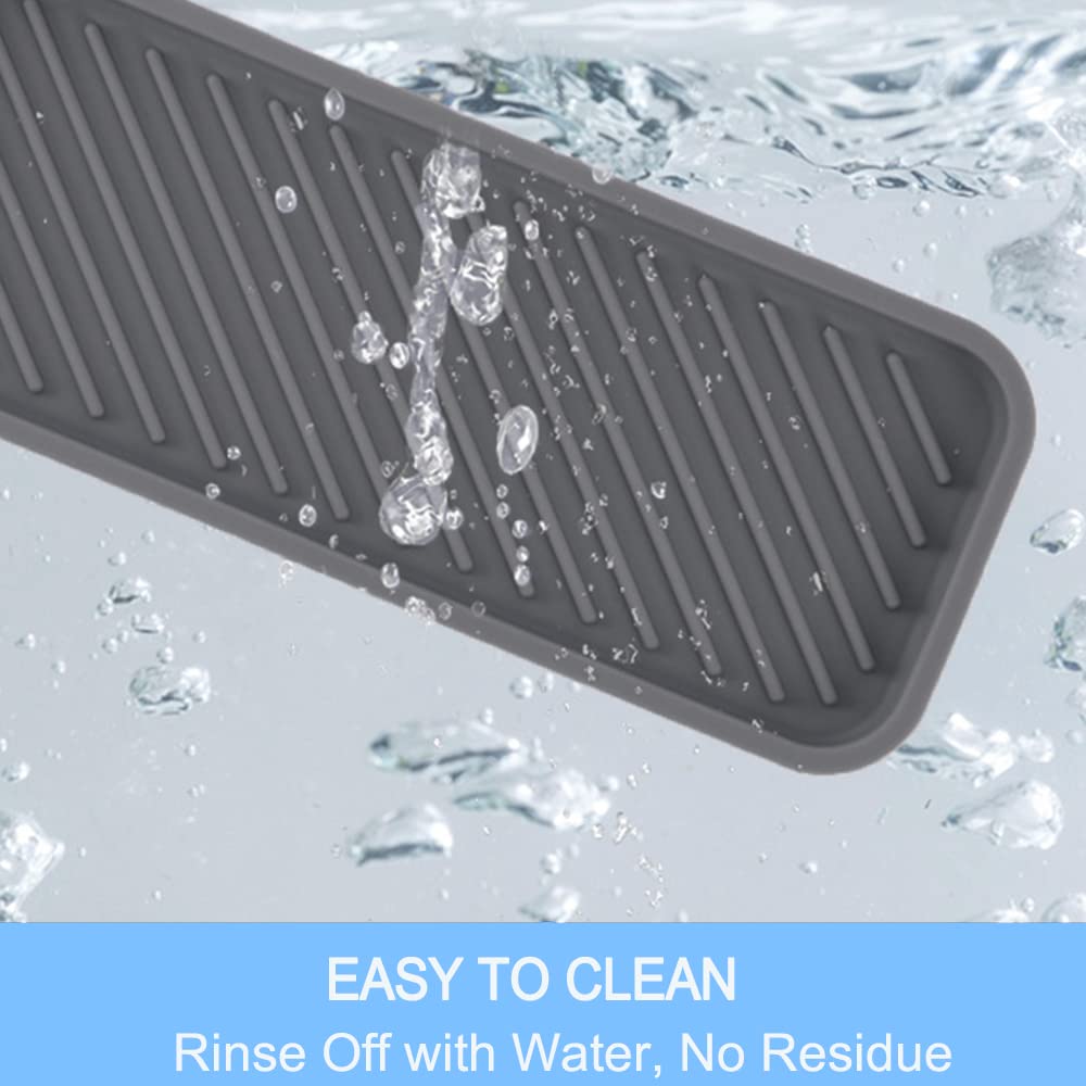 Protection De Robinet Et Tapis D'égouttage Lot De 2 Tapis D'égouttement Silicone - 23x9 Cm - Antidérapant - Pour évier, Salle De Bain - Noir Tapis Silicone Lavable Lave-vaisselle