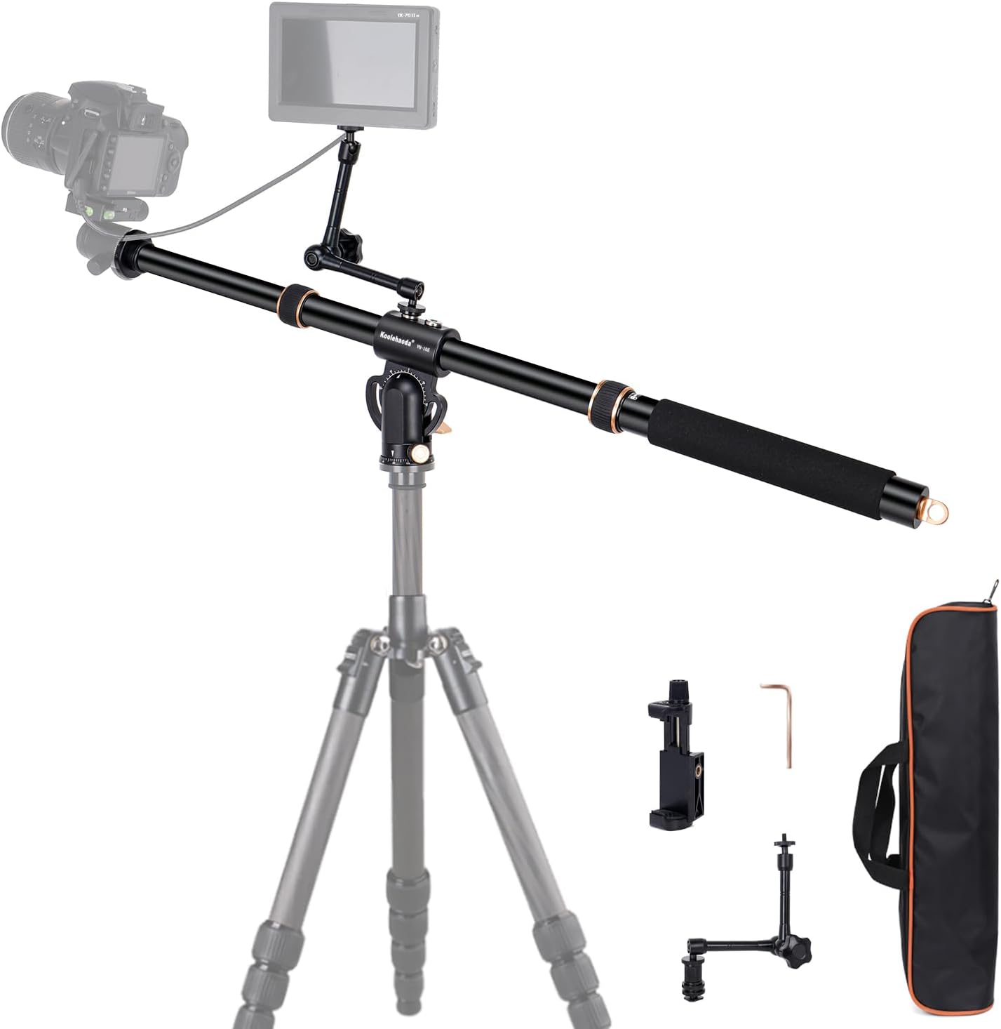 Koolehaoda Tripod Extension Arm 41" Retractable Horizontal Center Column 360° Rotatable 180°Vertical Adjustable Tripod Boom with Magic Arm for Camera Macro Overhead Photography, Load Up to 33lbs
